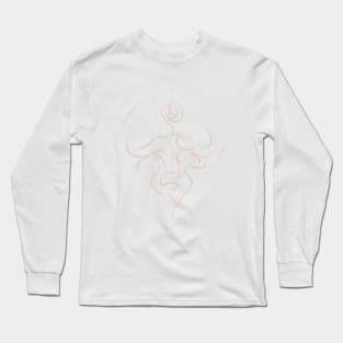 Minimalistic Continuous Line Bull Portrait (nude colors) Long Sleeve T-Shirt